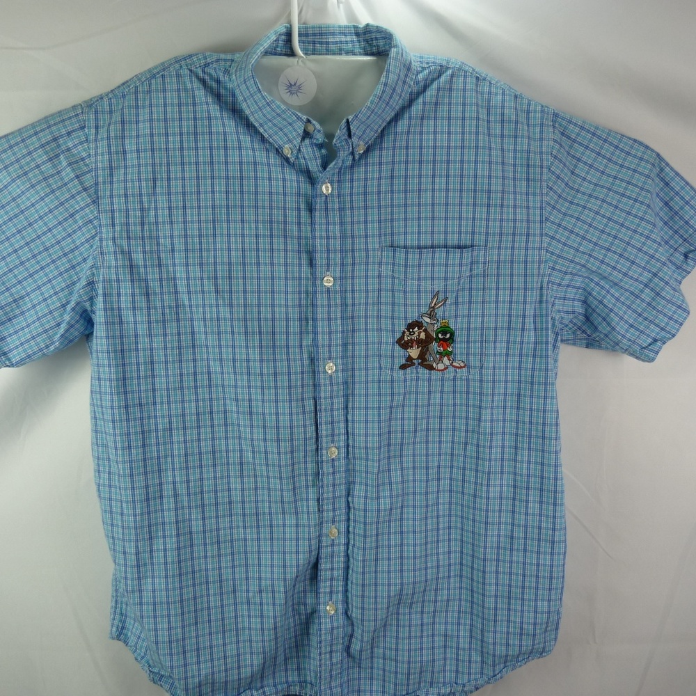 Warner Bros. Blue Button Front Shirt Size Large